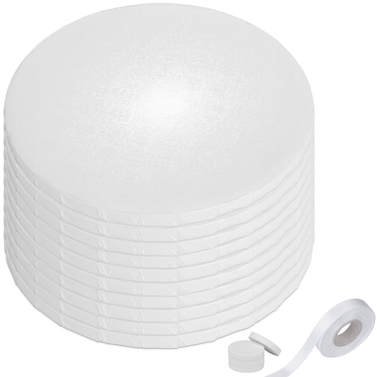 White Cake Drums Multipacks (10” & 12"), 1/2" Thick + Free Accessories (Matching Ribbon + Prop Up Tool)